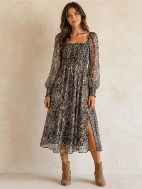 opt beige floral alana dress o.p.t | Dresses | New Midi Tiger Print Womens Size S calf version